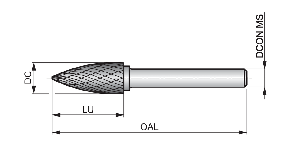 P8136.0X6.0 Rotary Burr - Pointed Tree