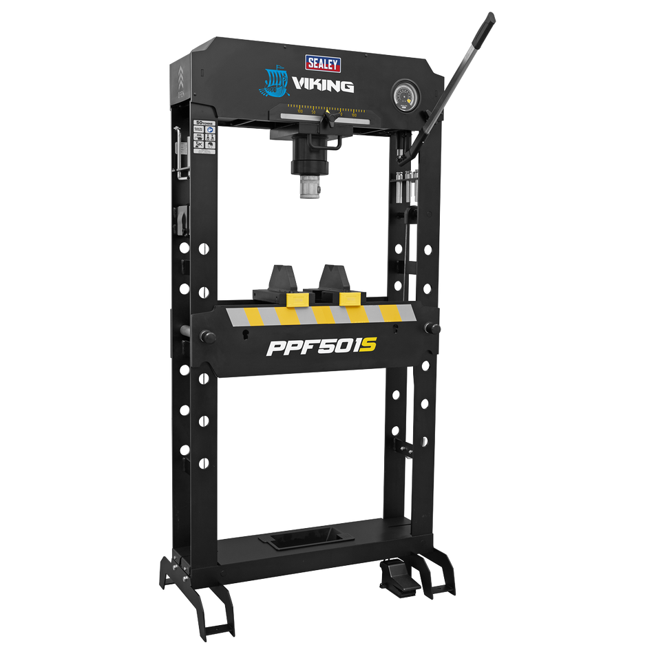 PPF501S Viking Floor Type Air/Hydraulic Press with Sliding Ram and Foot Pedal 50 Tonne