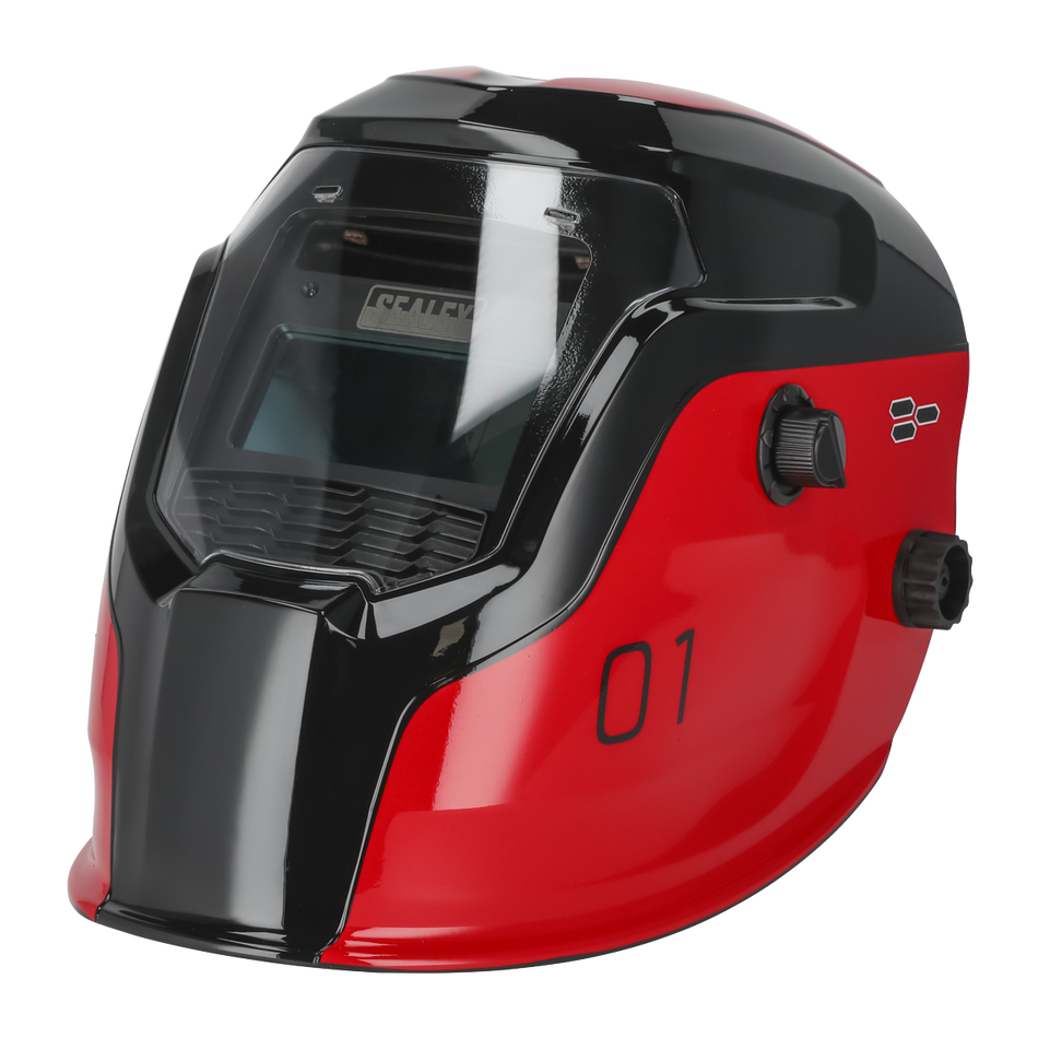 PWH1 Auto Darkening Welding Helmet Shade 9-13 - Red