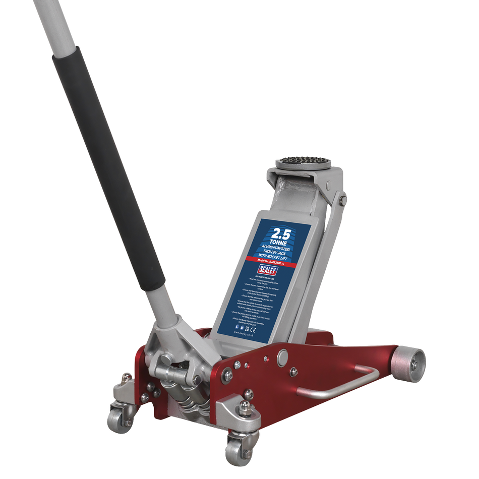 RJAS2500 Aluminium/Steel Trolley Jack with Rocket Lift 2.5 Tonne