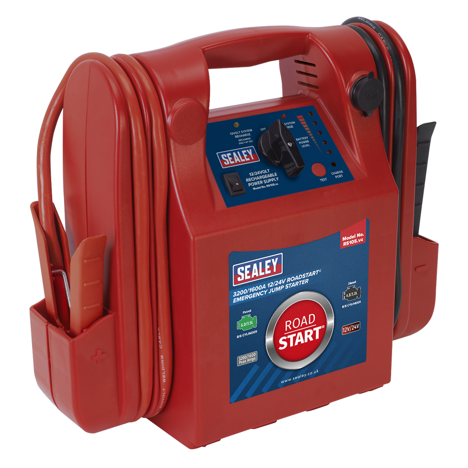 RS105 RoadStart 12/24V Emergency Jump Starter 3200/1600 Peak Amps