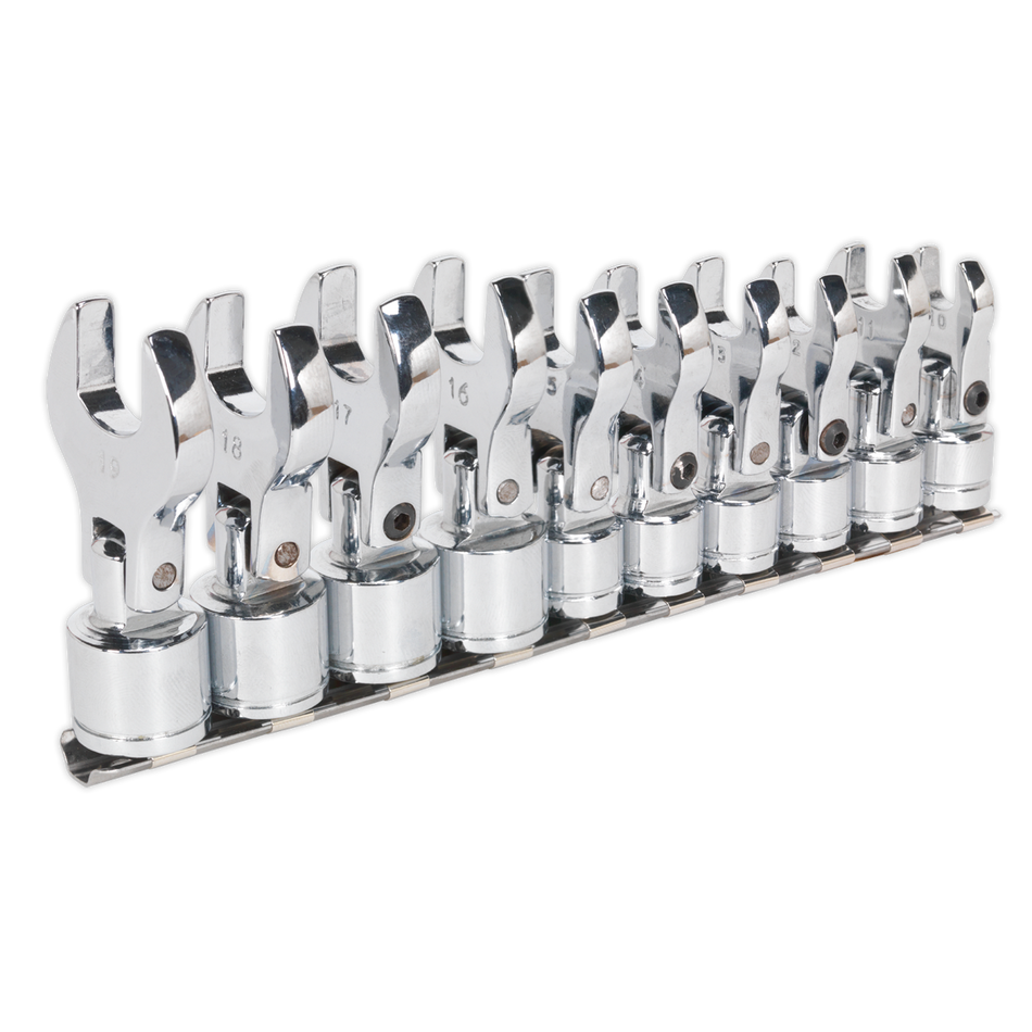 S01043 Siegen Flexible Crow's Foot Open-End Spanner Set 3/8"Sq Drive 10pc