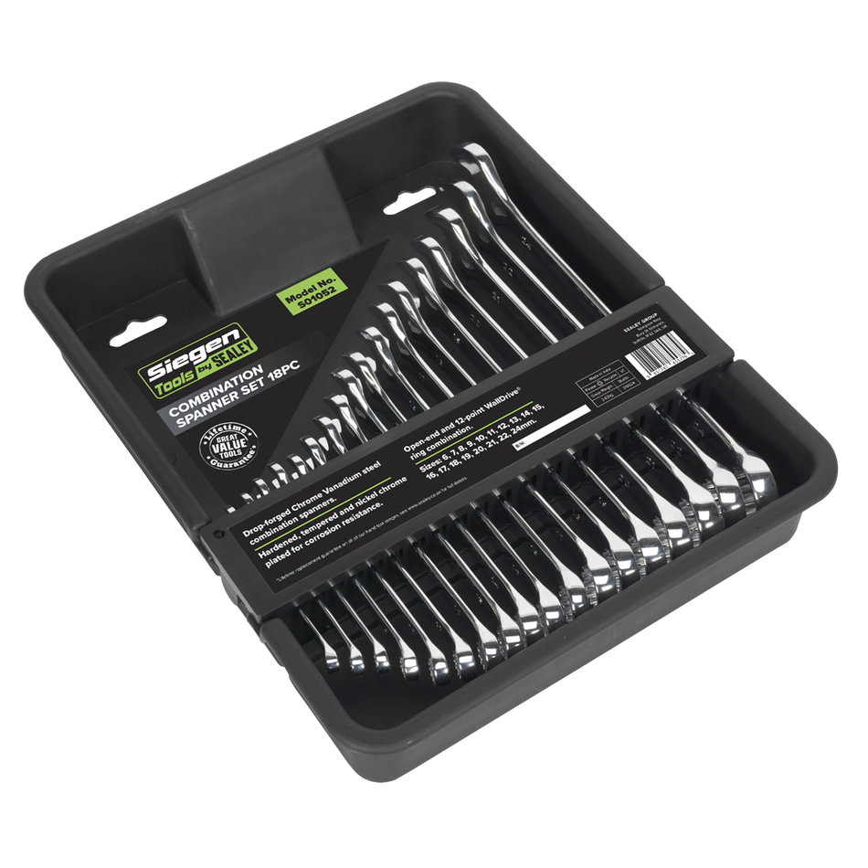 S01052 Siegen Combination Spanner Set 18pc
