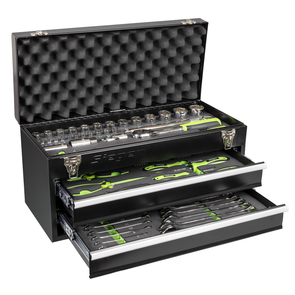 S01055 Siegen Portable Tool Chest 2 Drawer with Tool Kit 90pc