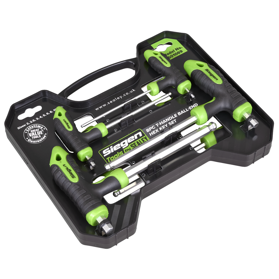 S01069 Siegen T-Handle Ball-End Hex Key Set 8pc