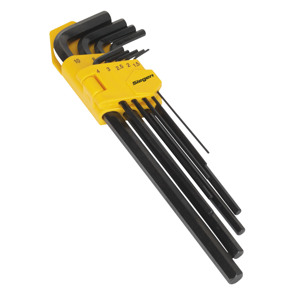 S01092 Siegen Extra-Long Hex Key Set 9pc