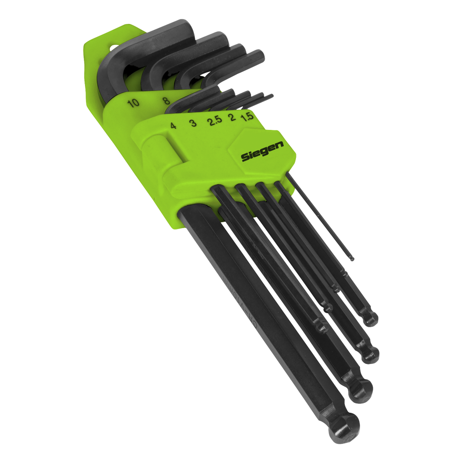 S01093 Siegen Long Ball-End Hex Key Set 9pc