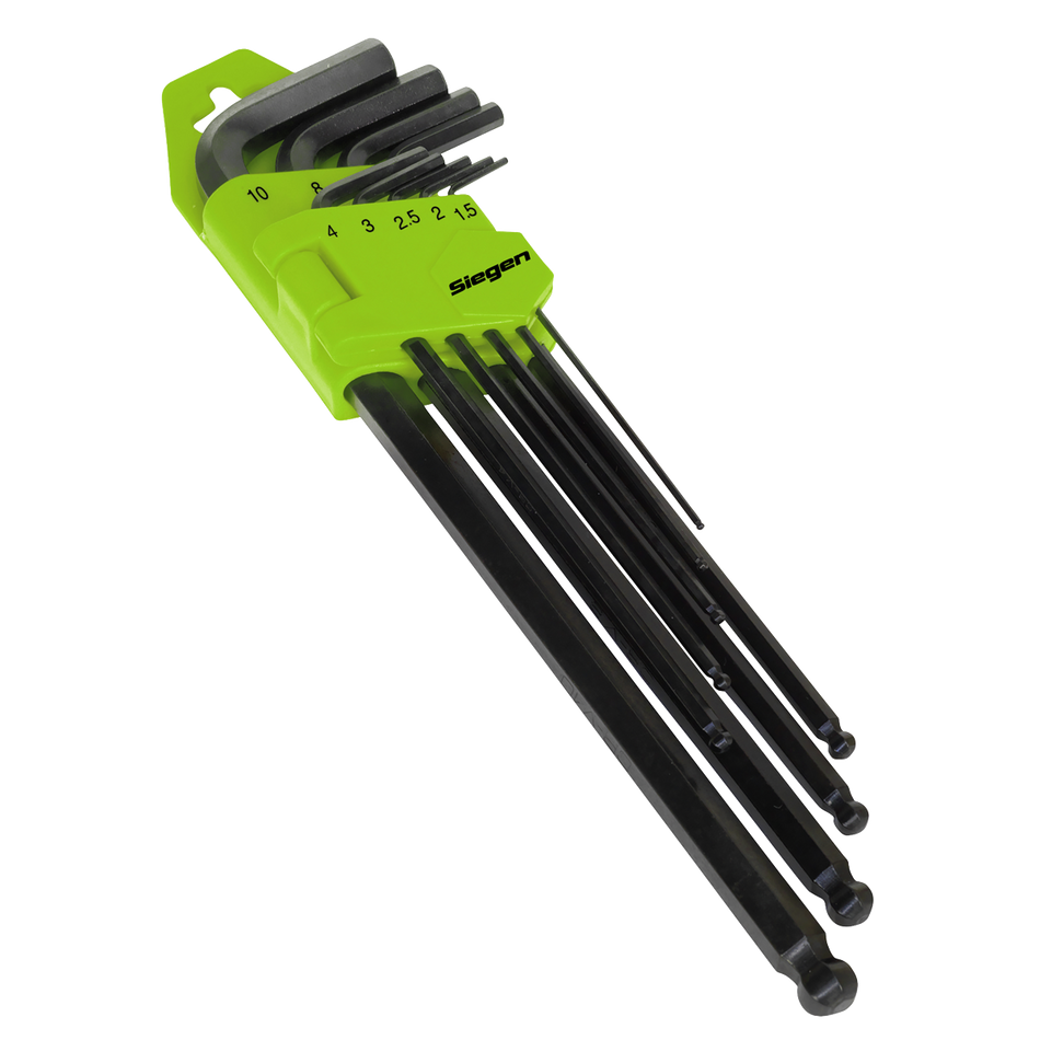 S01094 Siegen Extra-Long Ball-End Hex Key Set 9pc