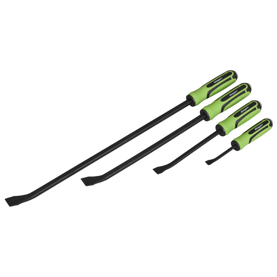 S01138 Siegen Heavy-Duty Angled Pry Bar Set with Hammer Cap 4pc