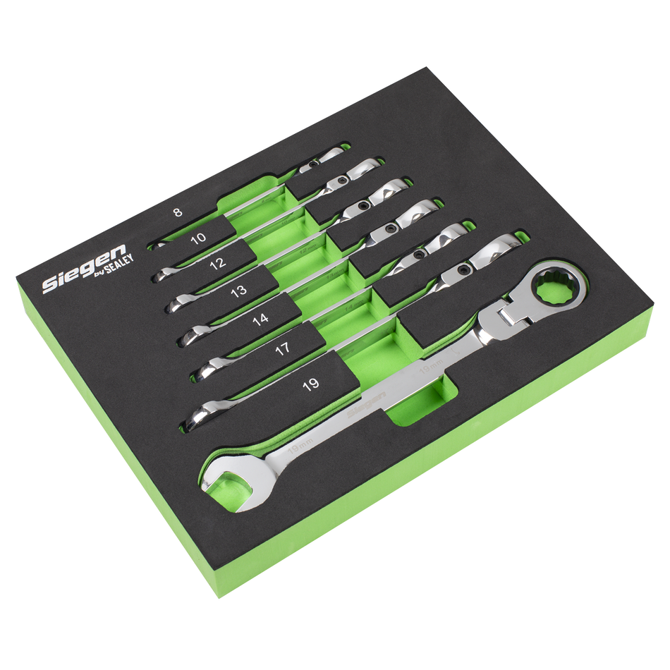 S01143 Flexi-Head Combination Ratchet Spanner Set 7pc