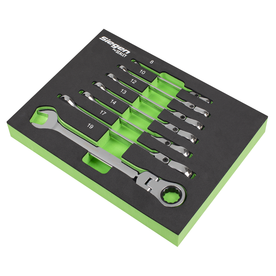 S01143 Flexi-Head Combination Ratchet Spanner Set 7pc