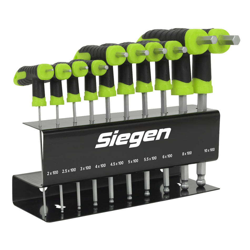 S01150 Siegen T-Handle Ball-End Hex Key Set 10pc