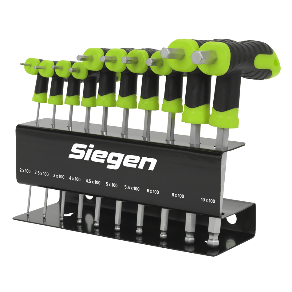 S01150 Siegen T-Handle Ball-End Hex Key Set 10pc