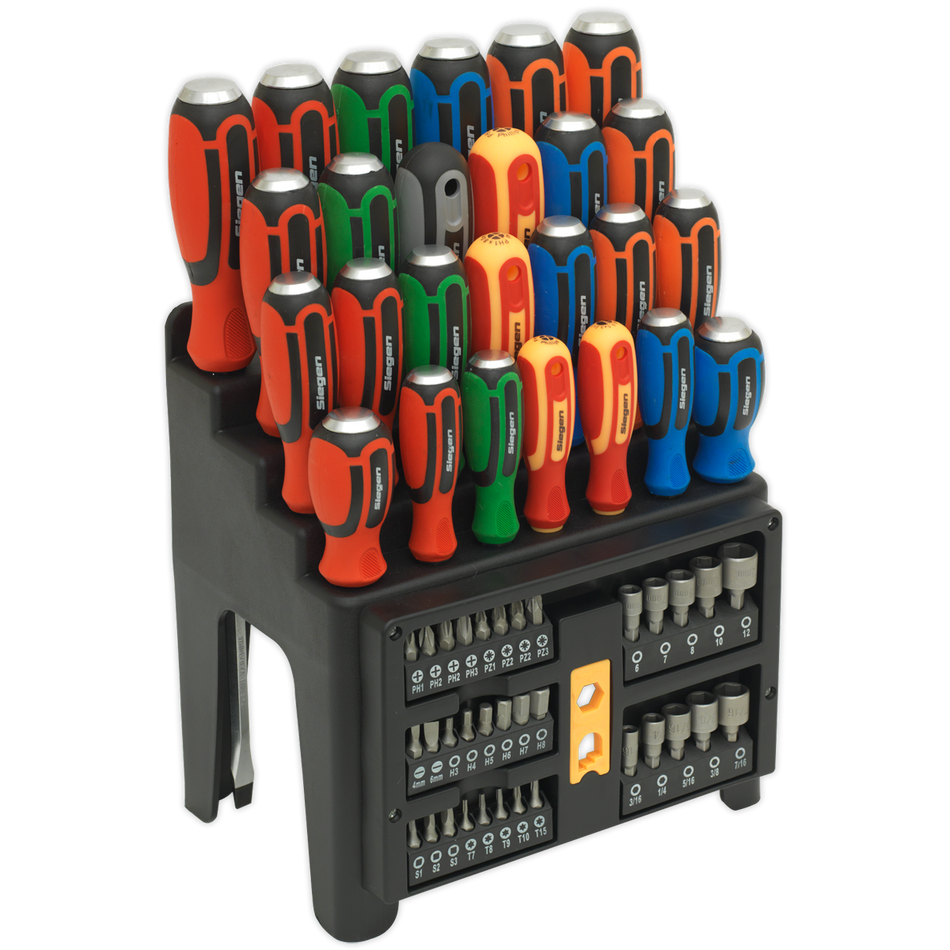 S01153 Siegen Hammer-Thru Screwdriver Bit & Nut Driver Set 61pc