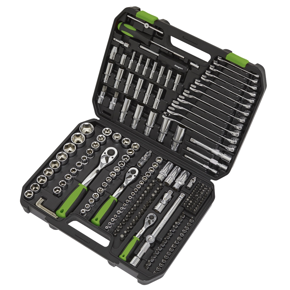 S01212 Siegen Socket Set 1/4" 3/8" & 1/2"Sq Drive 219pc