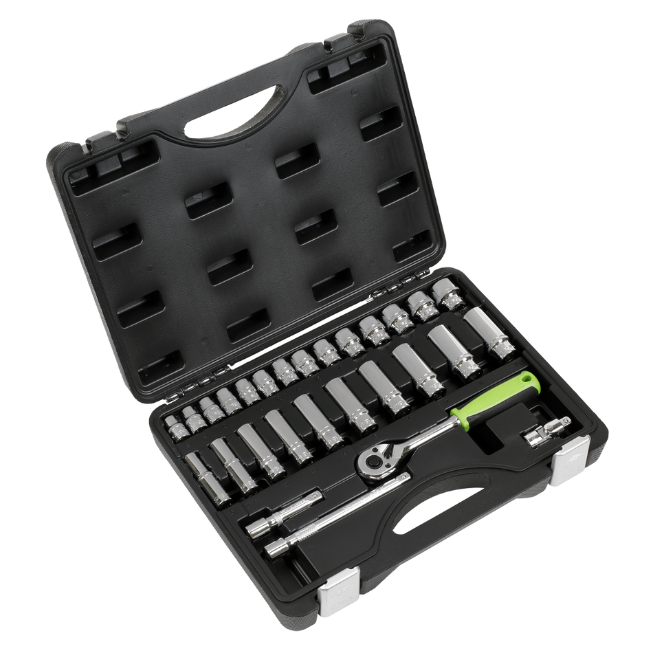 S01236 Siegen Socket Set 3/8"Sq Drive 28pc
