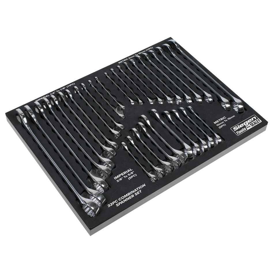 S01239 Siegen Metric/Imperial Combination Spanner Set 32pc