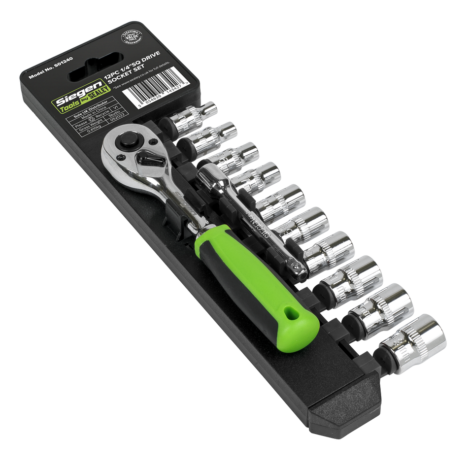 S01240 Siegen Socket Set 1/4"Sq Drive 12pc