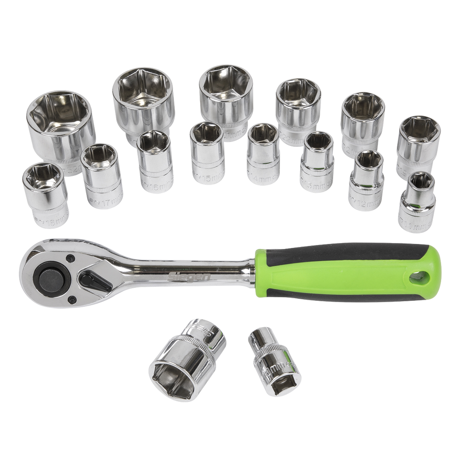 S01245 Siegen Socket Set 1/2"Sq Drive 17pc