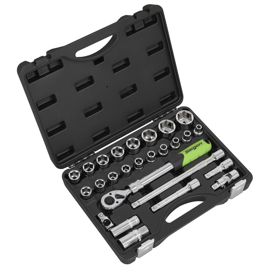 S01288 Siegen Extendable Ratchet Socket Set 1/2"Sq Drive 26pc