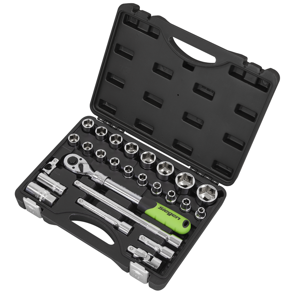 S01288 Siegen Extendable Ratchet Socket Set 1/2"Sq Drive 26pc