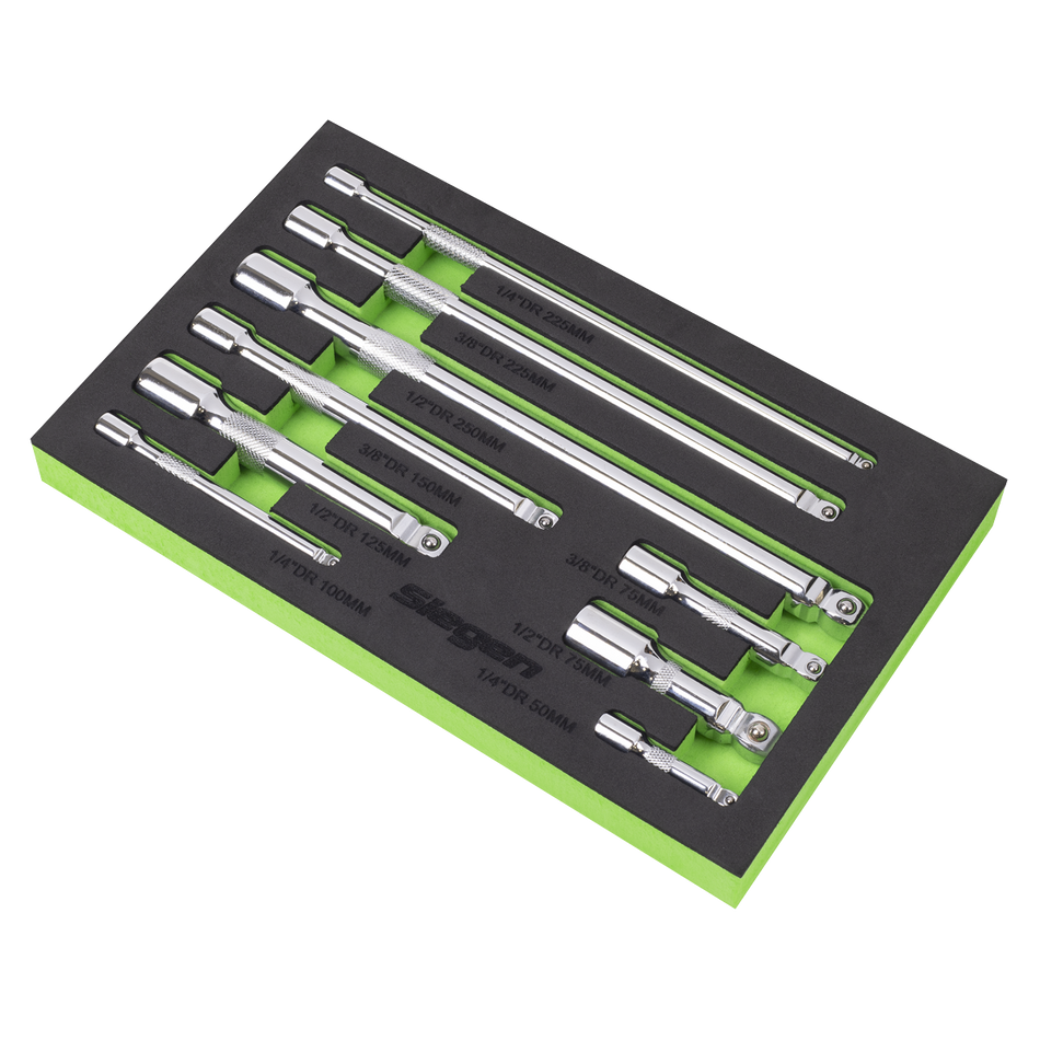 S01292 Extension Bar Set 1/4" 3/8" & 1/2"Sq Drive 9pc