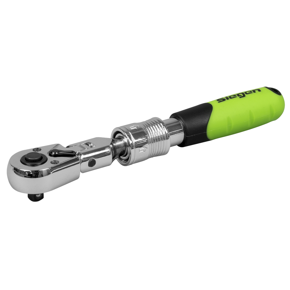 S01294 Siegen Extendable Flexi-Head Ratchet Wrench 1/4"Sq Drive