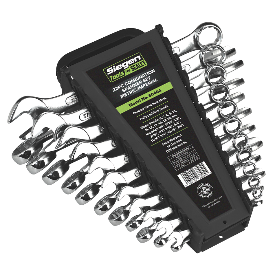 S0404 Siegen Metric/Imperial Combination Spanner Set 22pc