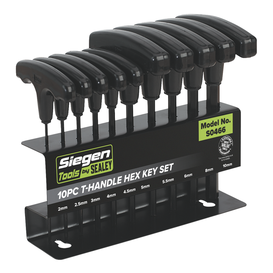S0466 Siegen T-Handle Hex Key Set 10pc