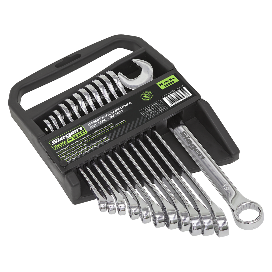 S0563 Siegen Combination Spanner Set 8-19mm 12pc