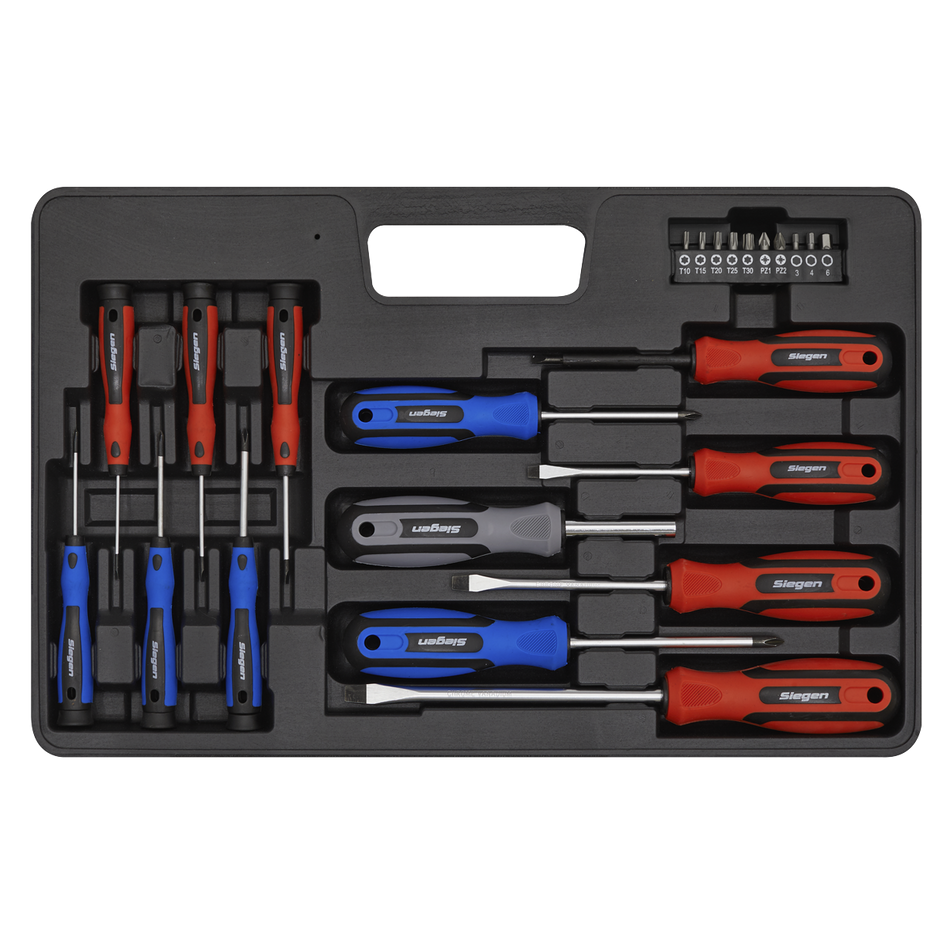 S0598 Siegen Soft Grip Screwdriver & Bit Set 23pc