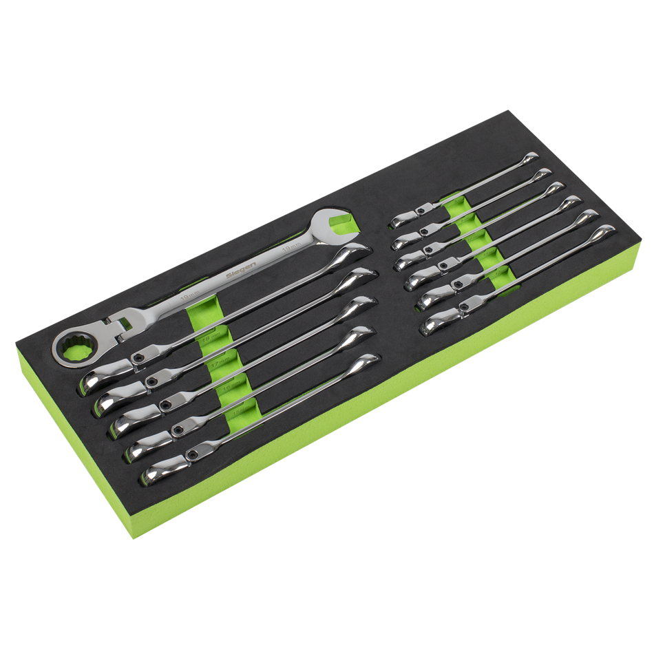 S0635 Siegen Flexi-Head Combination Ratchet Spanner Set 12pc