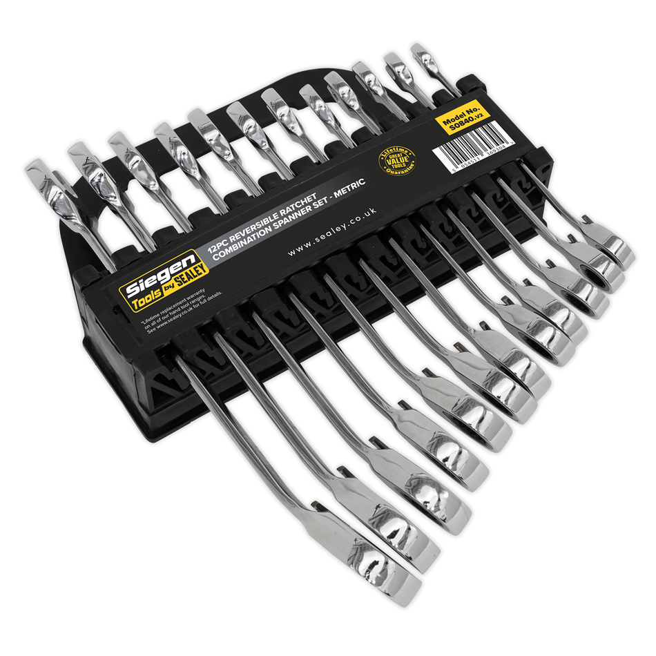 S0840 Siegen Reversible Combination Ratchet Spanner Set 12pc