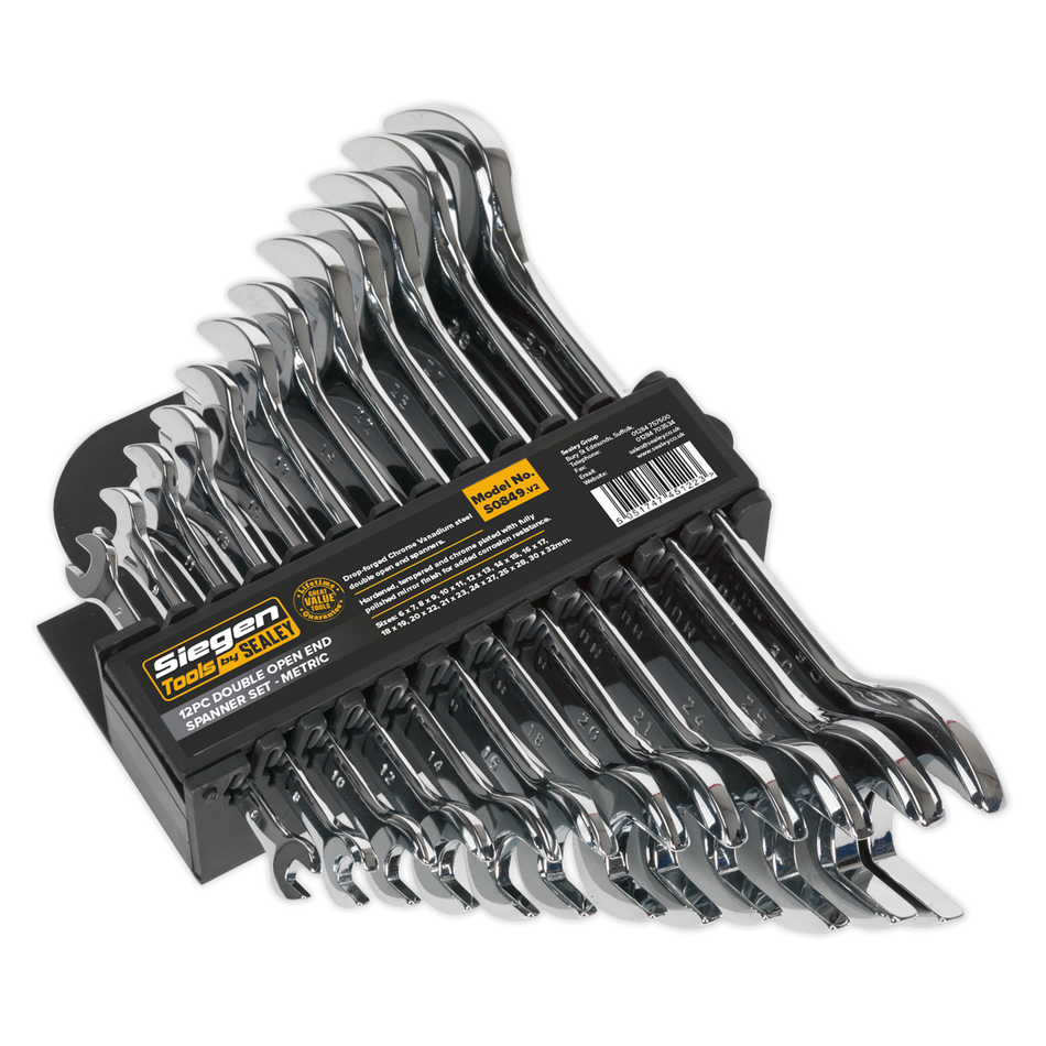 S0849 Siegen Double Open-End Spanner Set 12pc