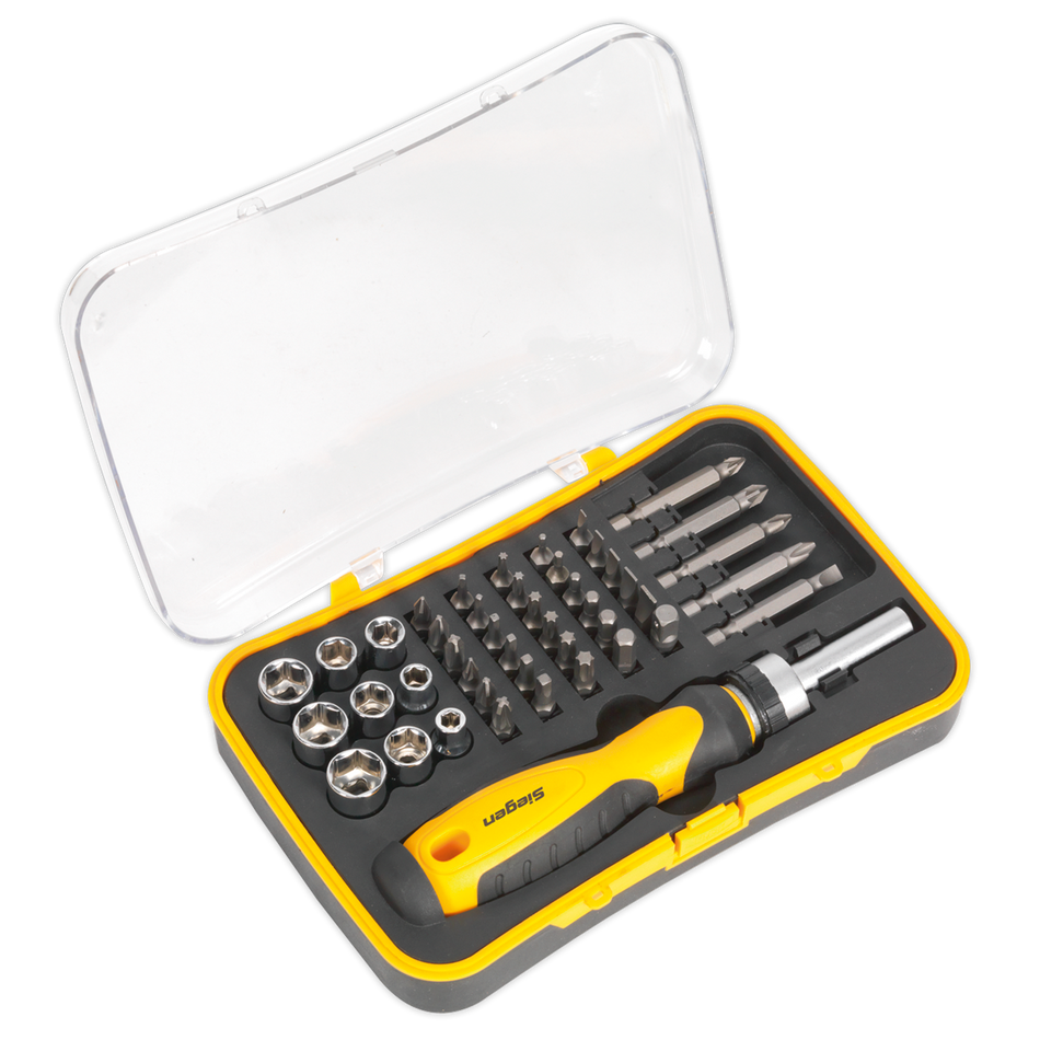 S0979 Siegen Ratchet Screwdriver Socket & Bit Set 45pc