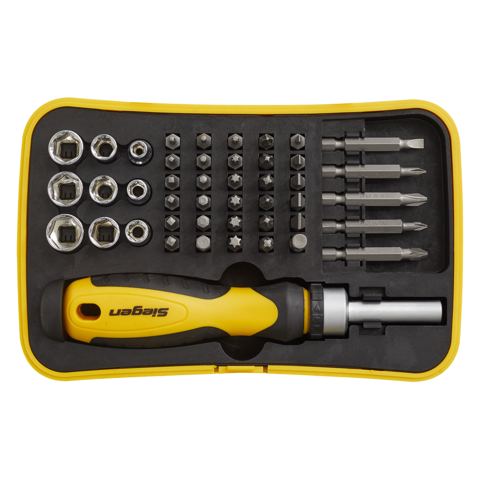 S0979 Siegen Ratchet Screwdriver Socket & Bit Set 45pc
