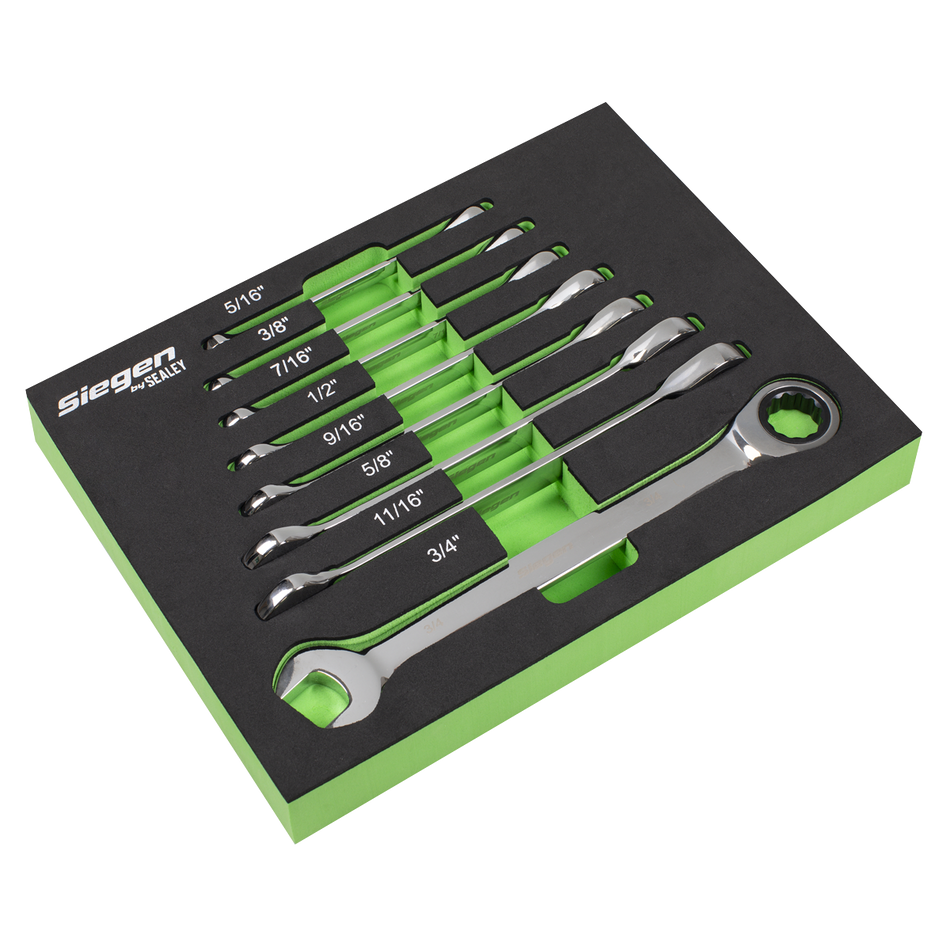 S0984 Premier Imperial Combination Ratchet Spanner Set in EVA Foam Tray 8pc