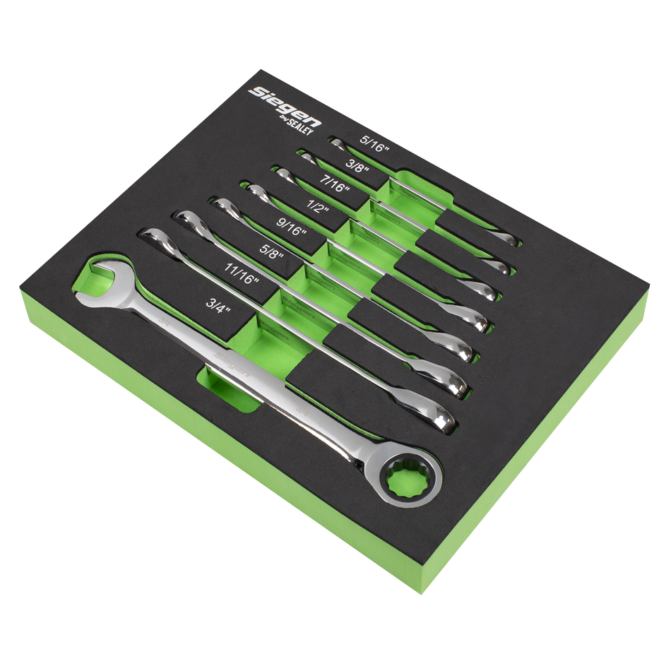 S0984 Premier Imperial Combination Ratchet Spanner Set in EVA Foam Tray 8pc