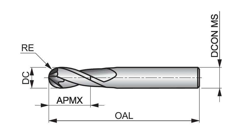 S5012.5 Ball-Nosed End Mill