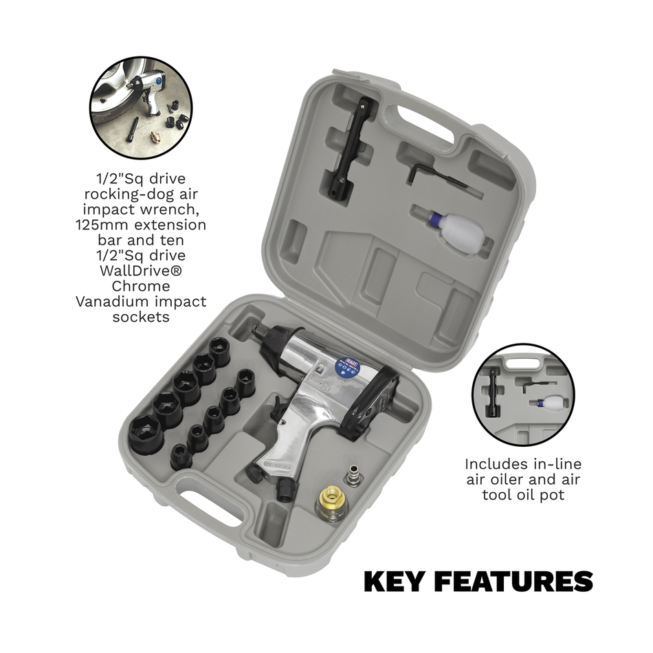 SA2/TS Air Impact Wrench Kit with Sockets 1/2"Sq Drive