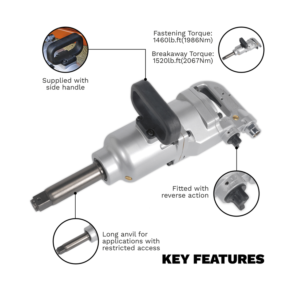 SA29/S Long Anvil Straight Air Impact Wrench 1"Sq Drive