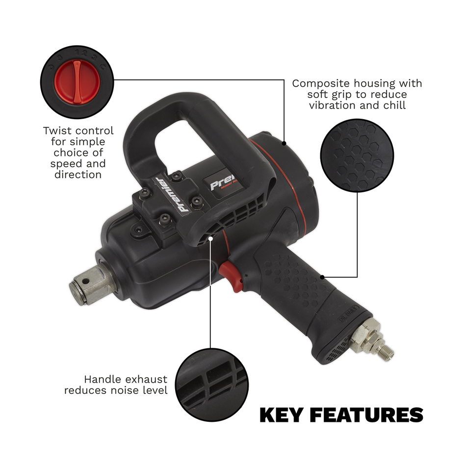 SA6008 Premier Twin Hammer Composite Air Impact Wrench 1"Sq Drive