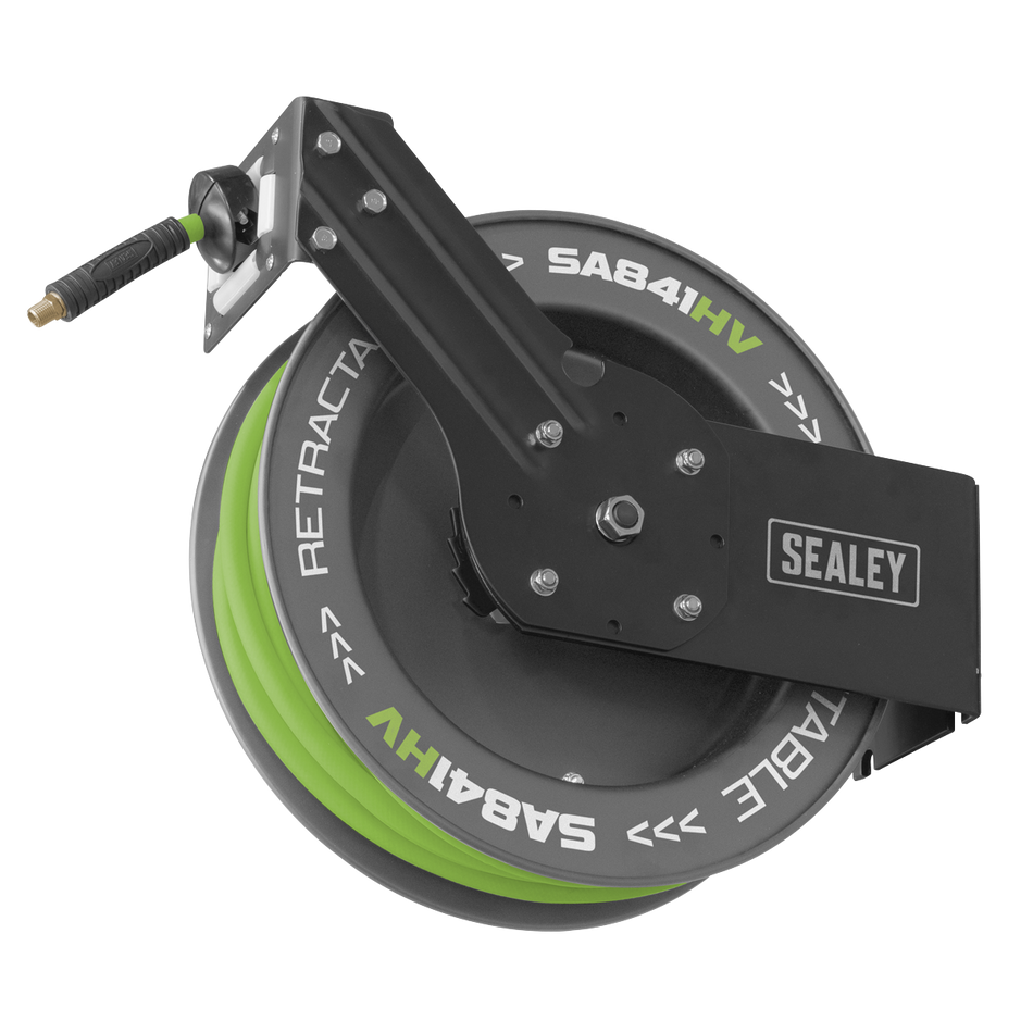 SA841HV 15m Retractable High-Visibility TPR Air Hose with Metal Reel 10mm ID