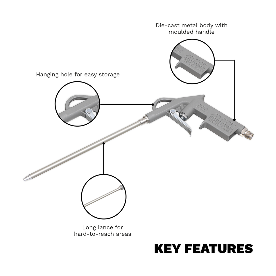 SA919 Air Blow Gun 200mm with 1/4"BSP Air Inlet