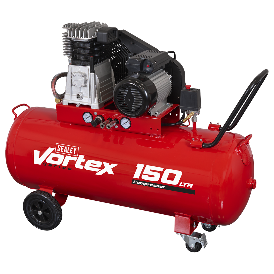 SAC1153B 150L Belt Drive Air Compressor with Cast Cylinders & Wheels 3.5hp