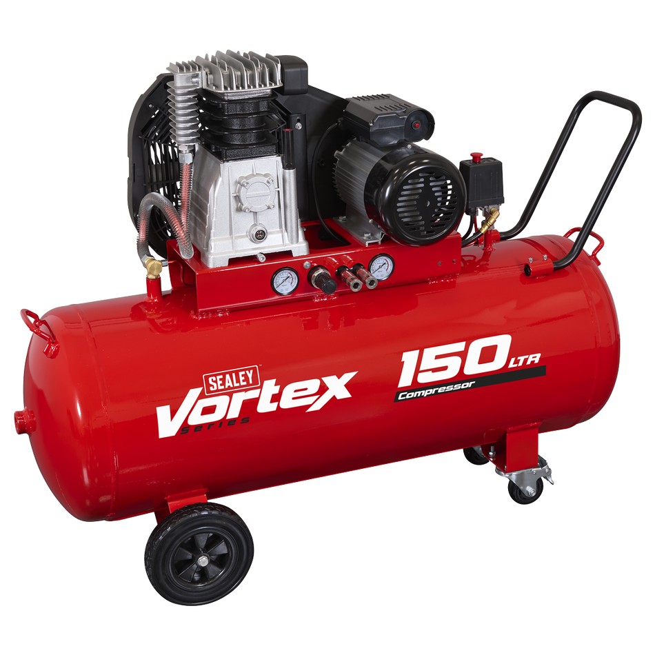 SAC1153B 150L Belt Drive Air Compressor with Cast Cylinders & Wheels 3.5hp