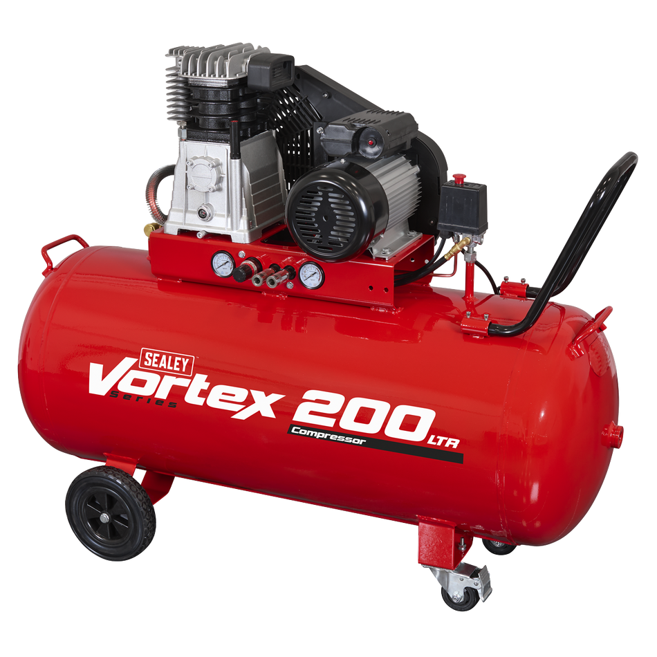 SAC1203B 200L Belt Drive Air Compressor with Cast Cylinders & Wheels 3.5hp