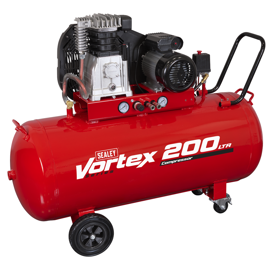 SAC1203B 200L Belt Drive Air Compressor with Cast Cylinders & Wheels 3.5hp