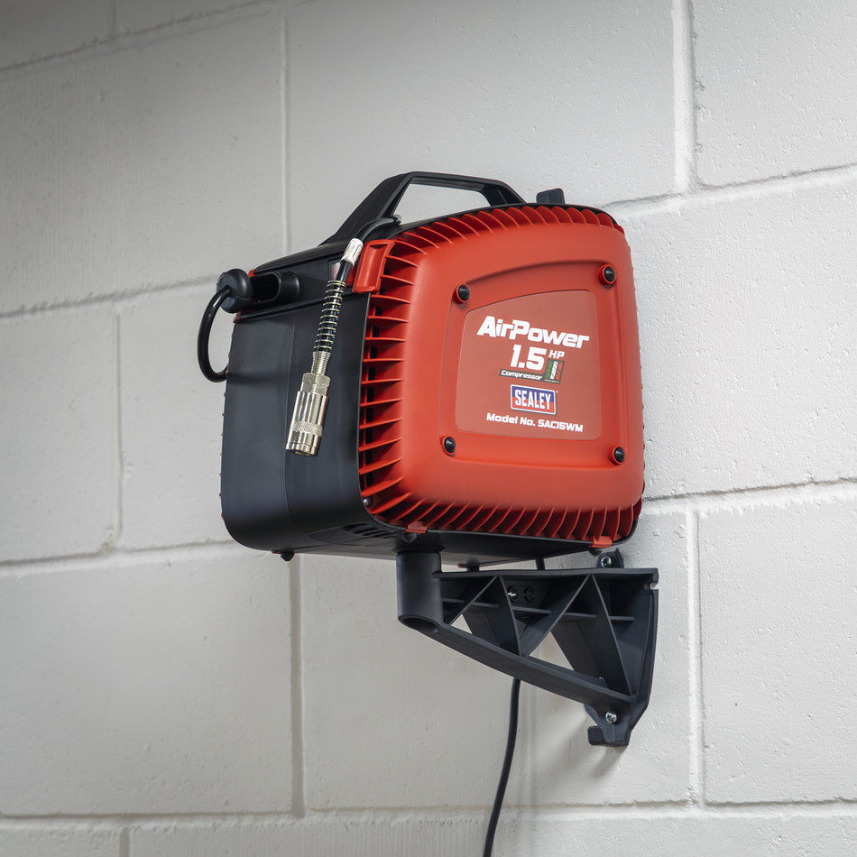 SAC15WM Wall Mounting Oil Free Air Compressor 1.5hp with 7m Retractable Hose Reel