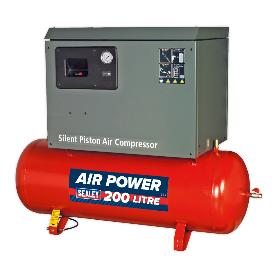 SAC2203BLN 200L Low Noise Belt Drive Air Compressor with Cast Cylinders 3hp